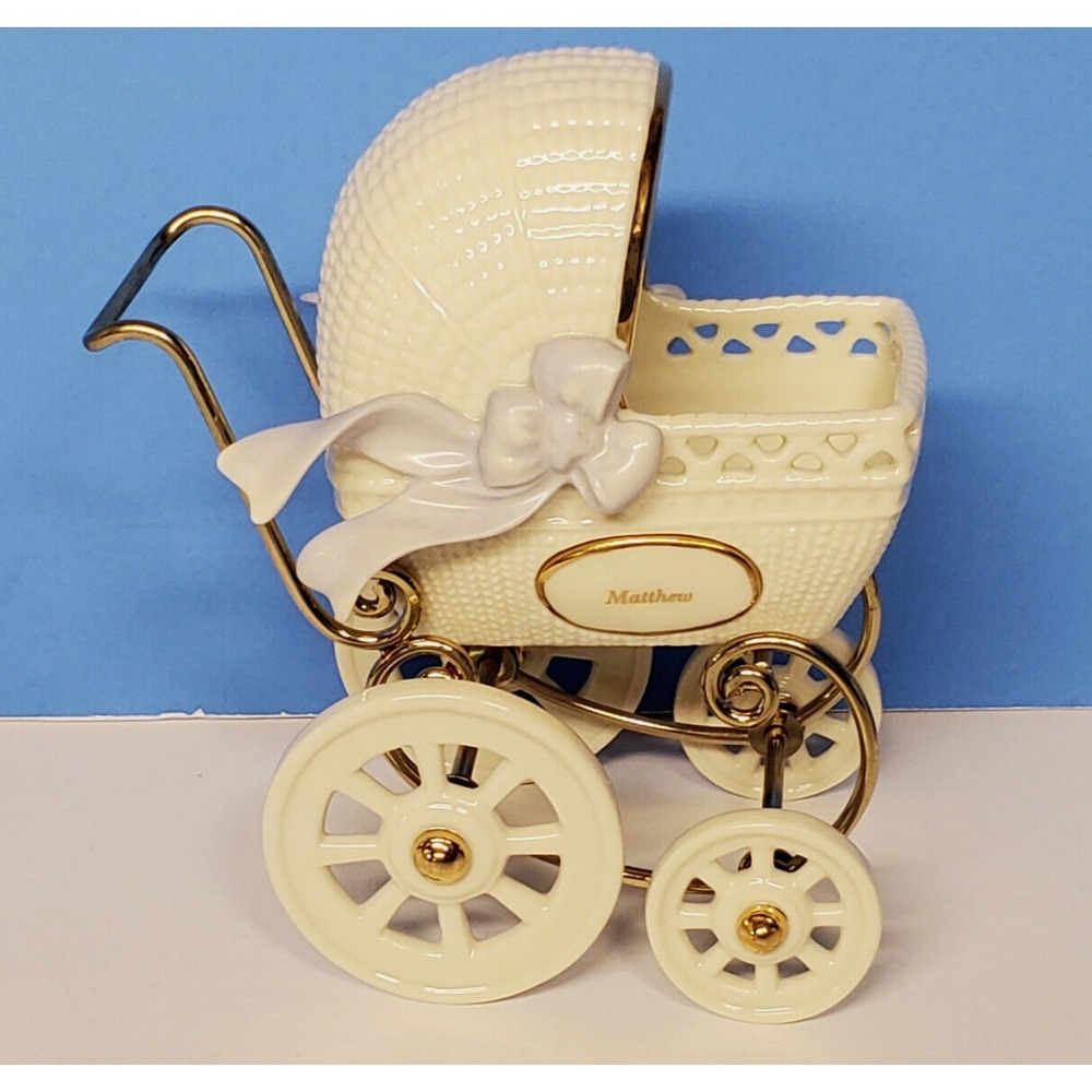 Lenox Baby Carriage Stroller Porcelain Personalized Matthew No Box/COA Sm Repair